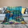 thumbnail image 2 of Wuche  with Text,Personalized Underwater World Sea Turtle Super Soft  Throw Blanket for Couch Sofa Bed, 2 of 6