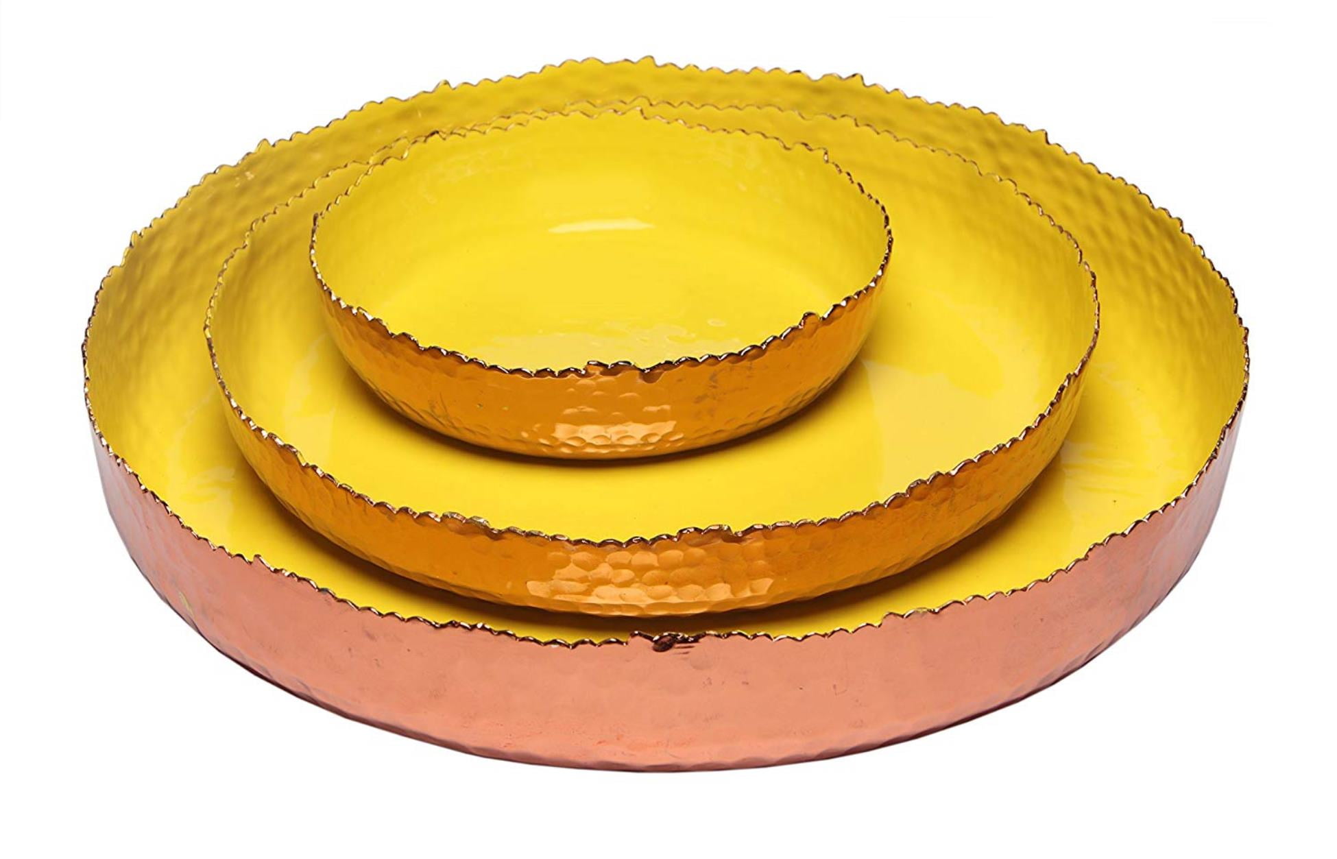 Melange Home Decor Copper Collection, Set of 3 Round Platters 6", 9