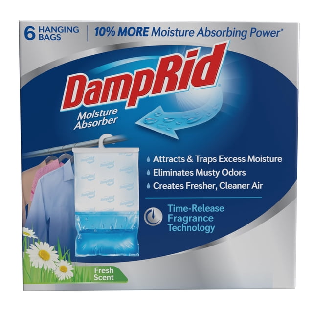 Absorbedor de humedad DampRid Fresh Scent Hanging, 450 ml, paquete de 6