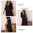 thumbnail image 2 of Vestido Largo Con Cuello En V, Correas Para Los Hombros Vestido De Verano Con Cuello En V Poliéster Agradable A La Piel Abertura Lateral Para Actividades Al Aire Libre ANGGREK Otros, 2 of 6