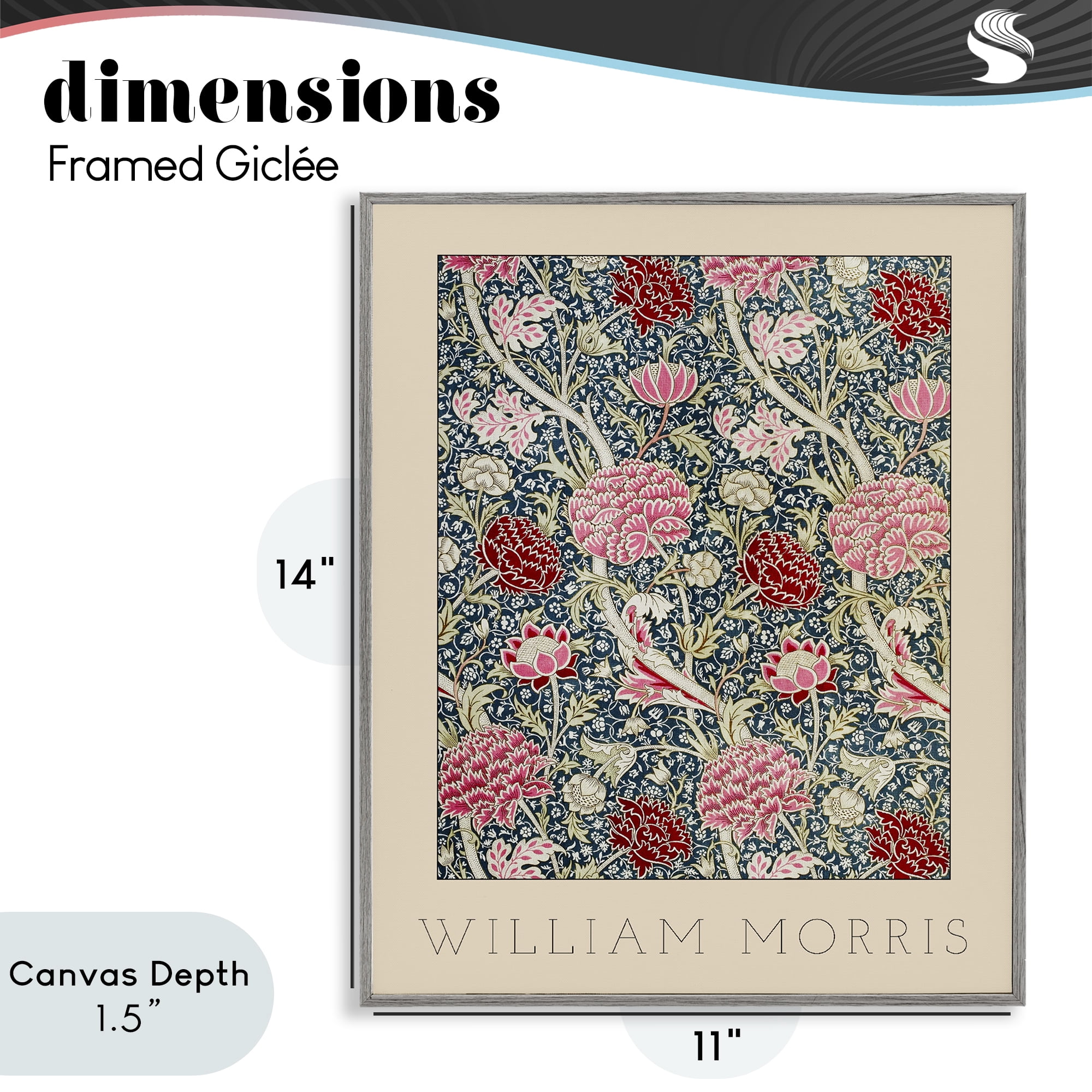 Stupell Industries Ornate Intertwined Flower Classic Gray Framed Giclee Art, design by Lil' Rue