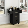 thumbnail image 5 of DreamCurship Beauty Salon Trolley Cart, Salon Cabinet with 360°Wheels, 3 Drawer, 6 Tool Holders, Barber Hair Stations for Salon Beauty Spa, Black, 5 of 7