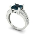 thumbnail image 2 of 2.44ct Princess Cut Blue Natural London Blue Topaz 14k White Gold Engraving Statement Bridal Wedding Designer Ring Size 11, 2 of 5