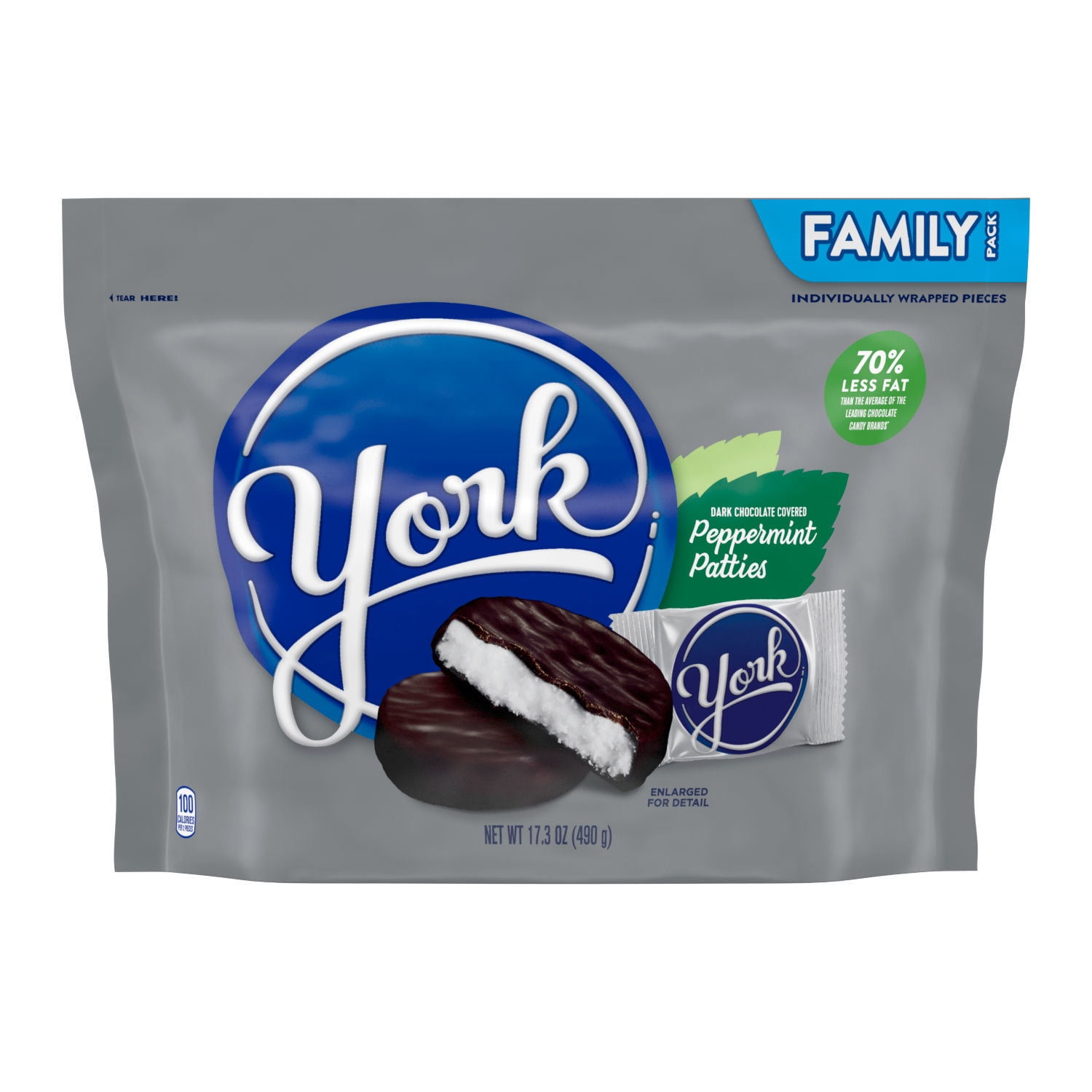 YORK Dark Chocolate Covered Minty, Easter Peppermint Patties Candy Family Pack, 17.3 oz
