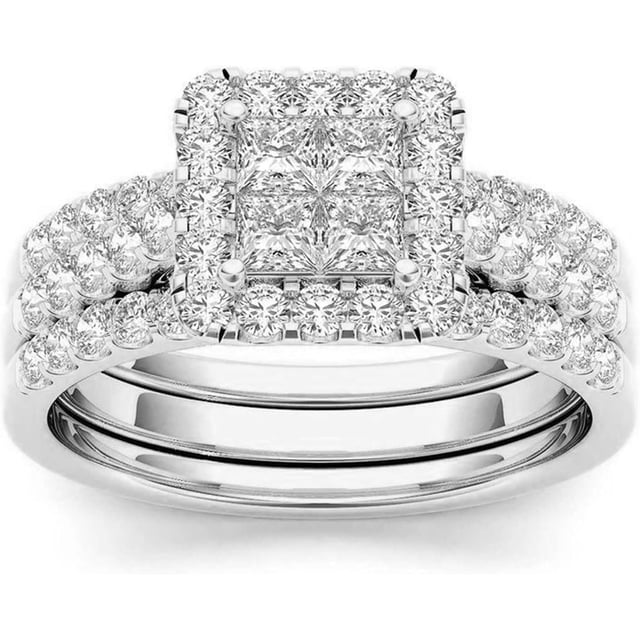 AKYUSGFL Fashion Rings for Women Synthetic Diamond Studded Zirconia Inlaid Rings Wedding Engagement Rings Jewelry Accessory Gifts