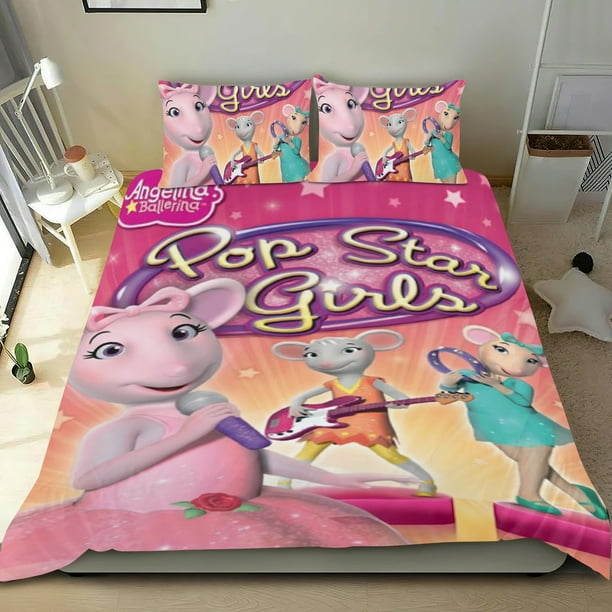 Angelina Bailarina Conjunto de sábanas temático, trío de piezas, cómodo y amigable con la piel, diseño único, regalo de decoración para el hogar para familiares, amigos y fans, 90 cm * 190 cm