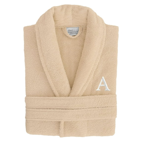 Authentic Hotel and Spa Authentic Hotel Spa Unisex Turkish Cotton Terry Cloth Bath Robe with single letter White Bookman Monogram. S/M - A