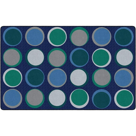 Flagship Carpets Sitting Spots Seating Rectangle Area Rug for Children's Classroom or Kids Playroom, and Home Learning Carpet, Seats 24, 7'6" x 12', Cool Blue
