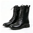 thumbnail image 7 of JUSLIO Boots for Women,Mid Calf Boots Comfortable Mid Heel Round Toe Platform Side Zip Lace Up Versatile Boots, 7 of 7