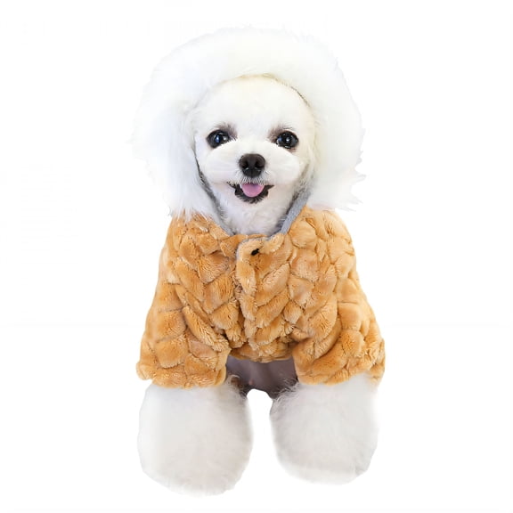 TELOLY 1Pcs Dog Winter Coat,Polyester Dog Jacket,Small Dog Sweater,Khaki,M