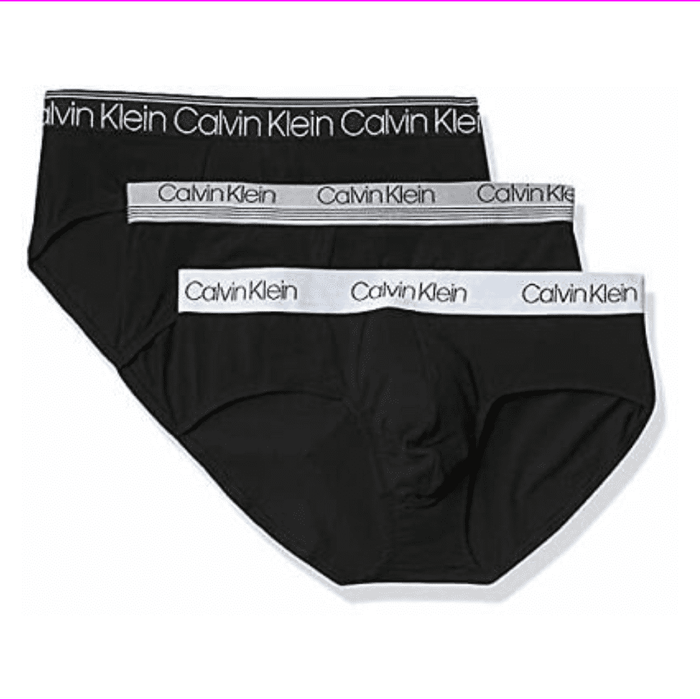 Calvin Klein Men's Cotton Stretch Multipack Hip Briefs, Black W/Black Wb,  Bla... 