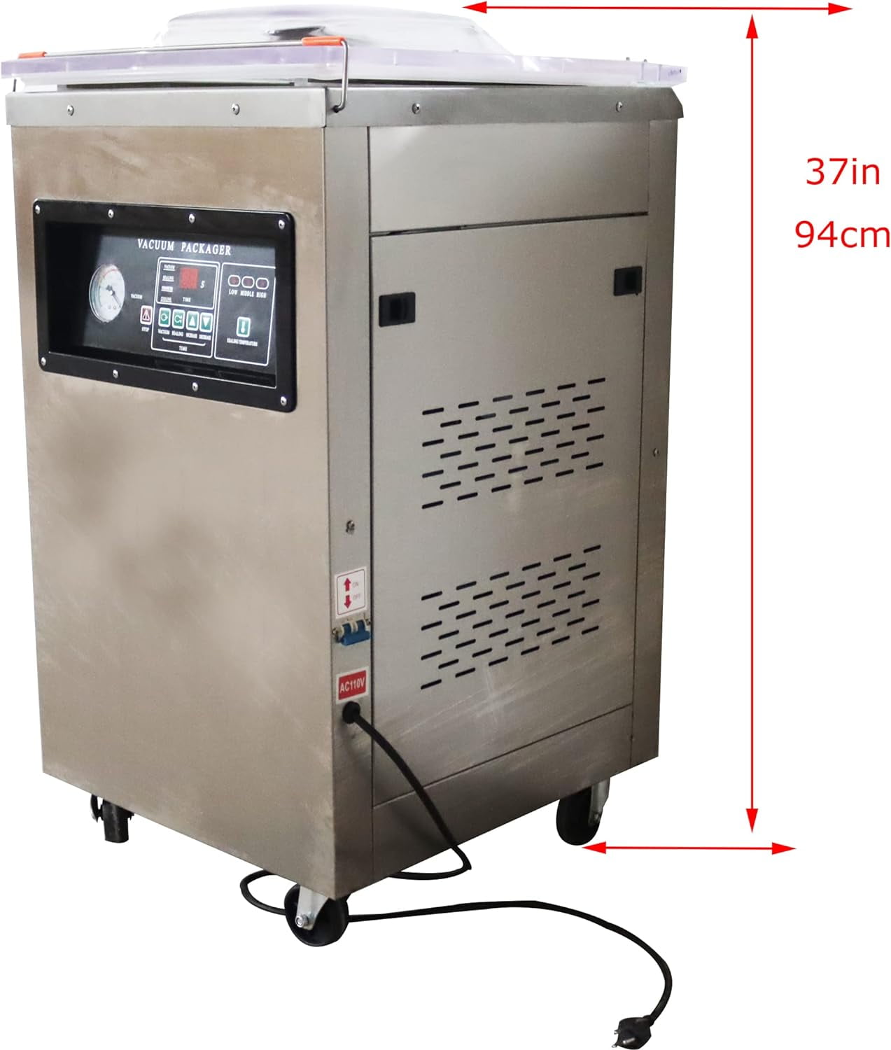 EQCOTWEA Single Chamber Vacuum Packaging Machine Vacuum Sealer Stainless Steel Sealing Length 15.7" DZ400