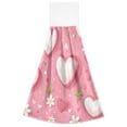 thumbnail image 2 of Valentine Daisies Leaves Hearts Cartoon Hanging Towels with Loop Hand Towels Nylon Fastener Tape Design Dish Cloths 2 Pieces, 2 of 7