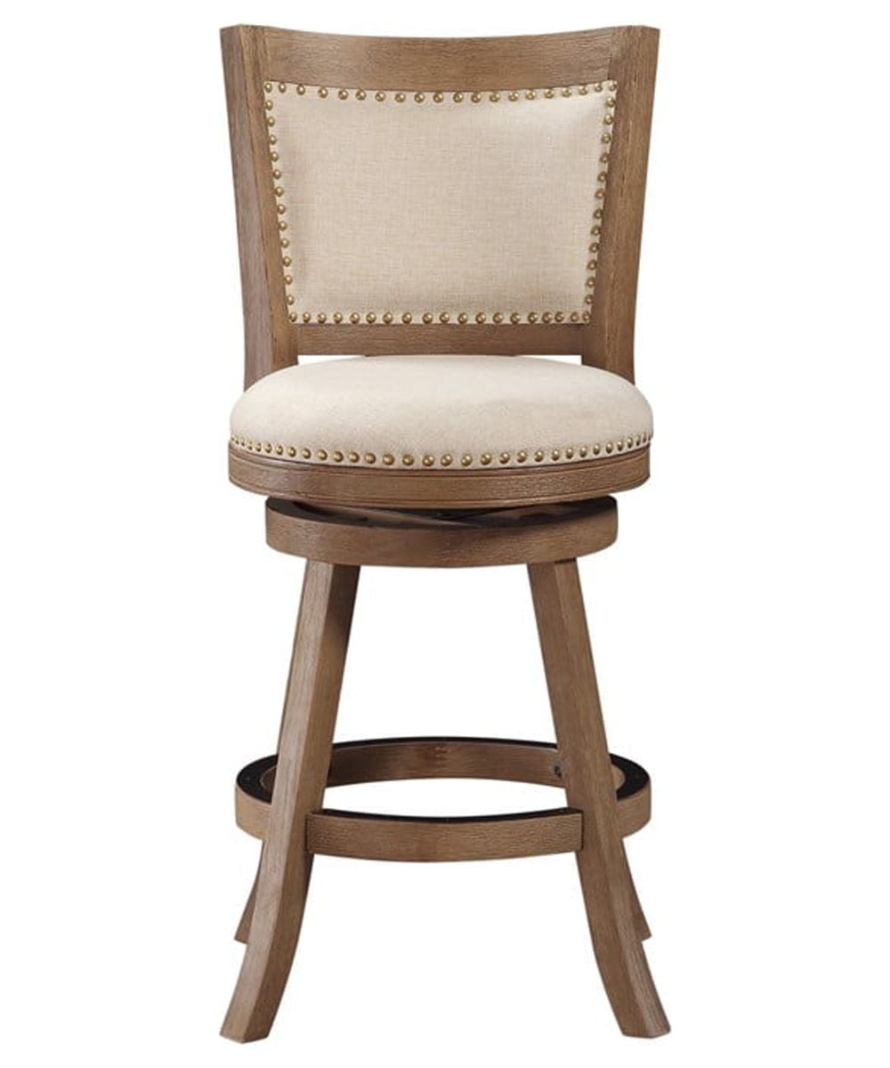 Boraam Melrose Counter Height Swivel Wood Kitchen Bar Stool - Driftwood Wire-Brush & Ivory
