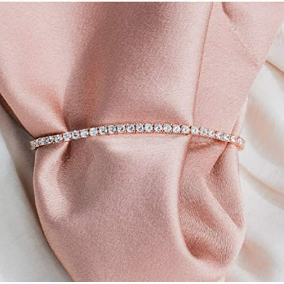 KEINXS 18K Plated 3mm Cubic Zirconia Classic Tennis Bracelet | Gold Bracelets for Women | Size 6.7 Inch