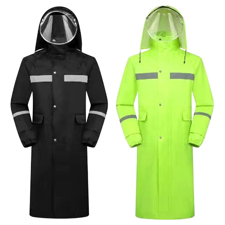 WREESH Mens Waterproof Raincoat Long Hooded Rain Jacket Night