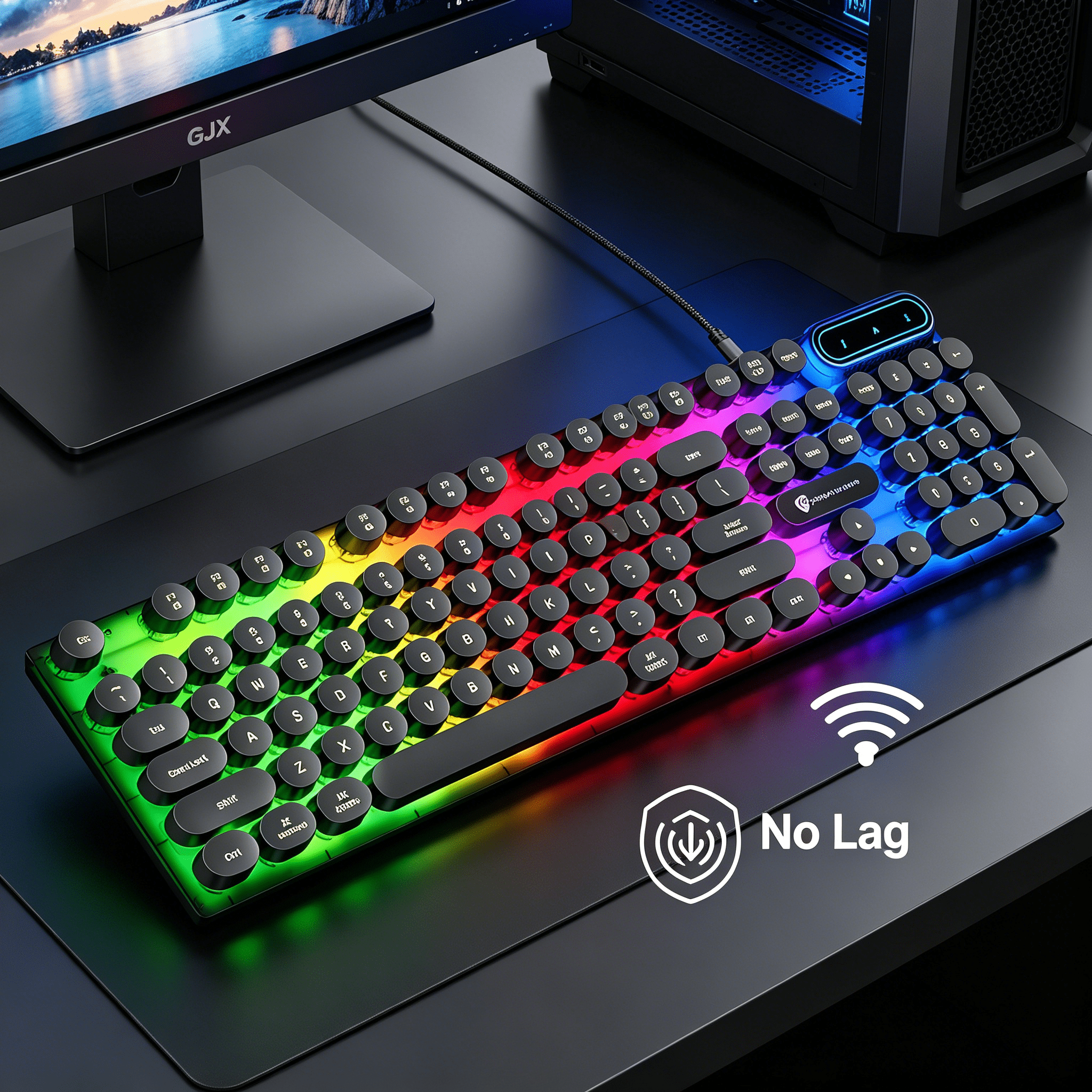 GJX 2026 New 104 Key Rgb Backlit Floating Key Mechanical Feel Desktop Computer Notebook Gaming Keyboard for Pc,Laptop,Office,Home,Gaming