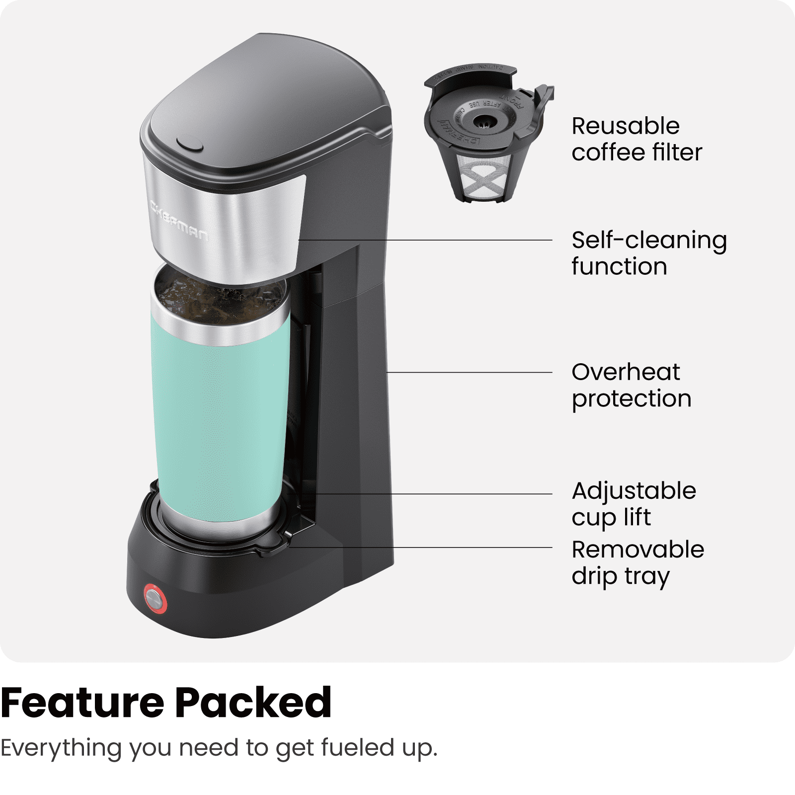 ひーひーちゃん Chefman InstaCoffee Max Single Serve Coffee Maker w/ Cup