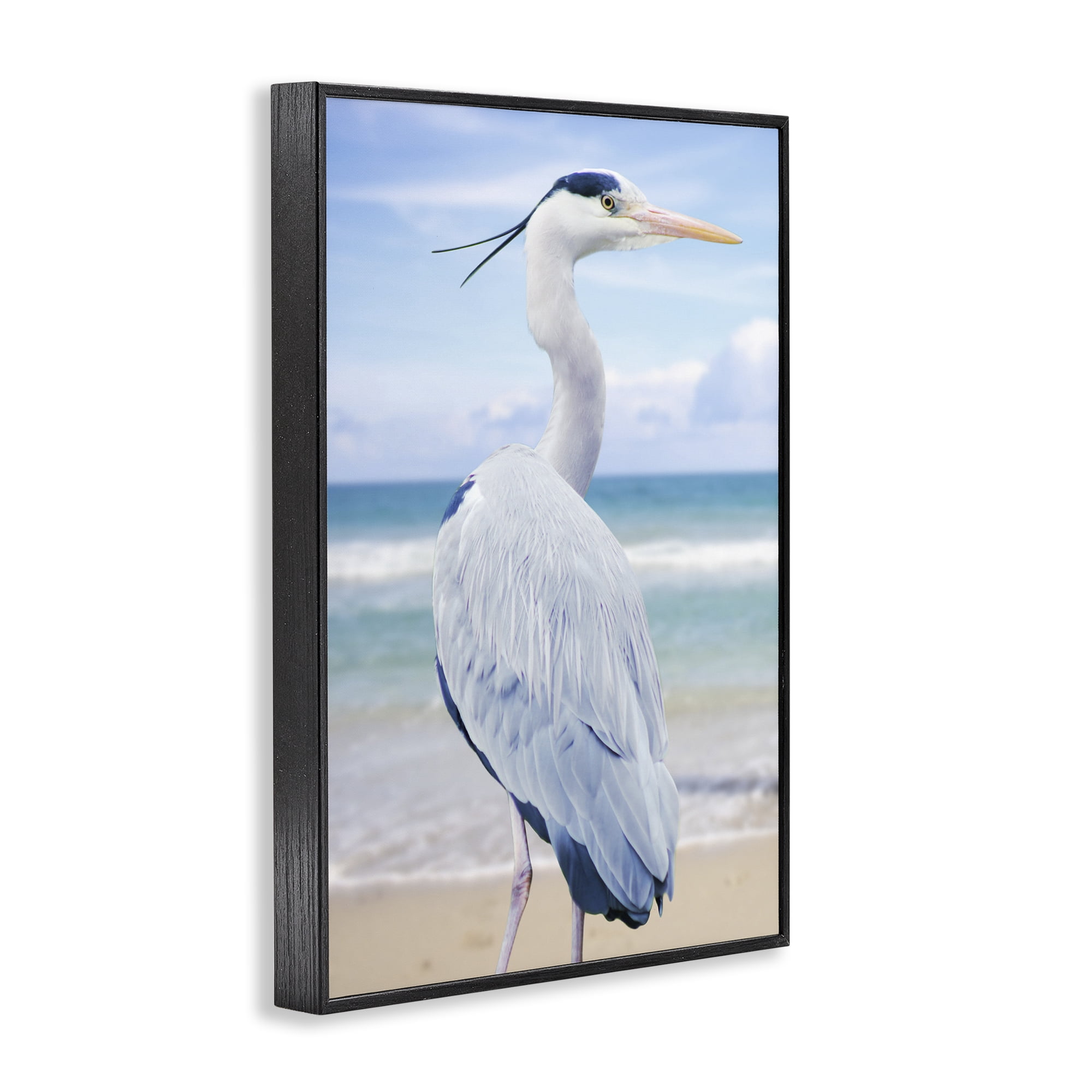 Stupell Industries Vacationing Heron by Seaside Black Framed Giclee Art, design by Marcus Prime