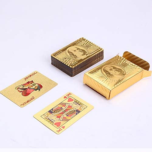 Deck of Cards, Gold Deck of Cards, Gold Playing Cards, Gold Waterproof Playing Cards, Poker Cards, Deck of Waterproof Cards, Washable & Flexible, High-Grade Plastic Material, Use for Party & Game