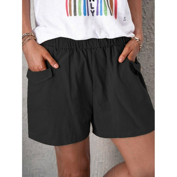 Aayomet Womens Shorts Cotton Linen Shorts Women Waist With Pockets Elastic Casual Workout Flowy Shorts For Women Black,XXL