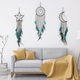 thumbnail image 4 of Atrapasueños de 3 piezas con diseño de sol, luna y estrellas, diseño tradicional hecho a mano para colgar en la pared, decoración del hogar (azul oscuro), 4 of 5