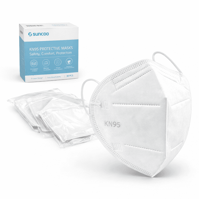 Cubrebocas KN95 Blancos 5 Capas Alta Protección Paquete con 50 Piezas Mascarilla KN95 Desechable Transpirable Ajuste Cómodo Filtración Eficiente
