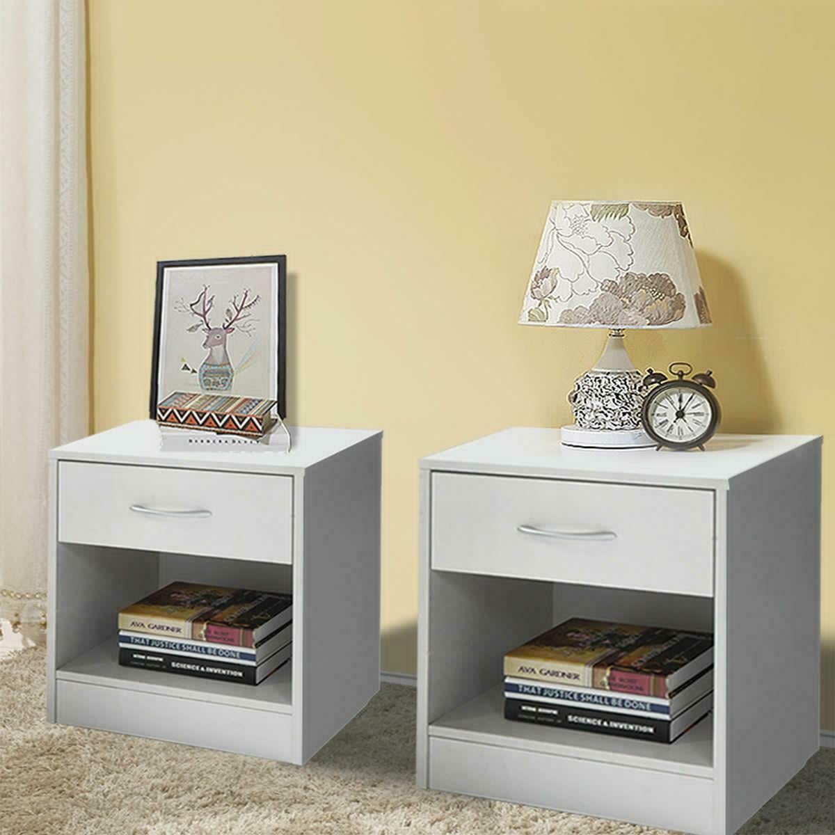 Petite Espresso Set of 2 Furinno 2-11157EX End Table Bedroom Night Stand 
