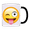 Mug-0156-Blk, variant on LOL, Laughing Looking Face Text Image We send each other Coffee Mug-0161-Black