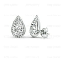 IGI Certified 3.00 Ct Pear Cut Lab-Grown Diamond Halo Stud Earrings – 14K White Gold | Women's Earrings