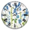thumbnail image 1 of Designart 'Bluebell and Columbine Wild Flowers with Butterfly' Traditional wall clock, 1 of 2
