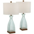 thumbnail image 2 of 360 Lighting Ryan 28 1/2" Tall Modern Coastal End Table Lamps Set of 2 Ocean Blue Glass Off-White Shade Living Room Bedroom, 2 of 9