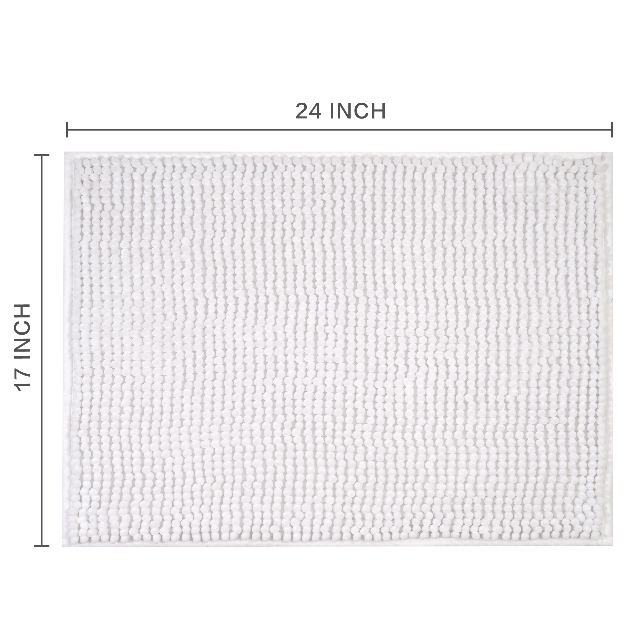 Mainstays White 2-Piece Chenille Noodle 17"x 24" Bath Rug Set