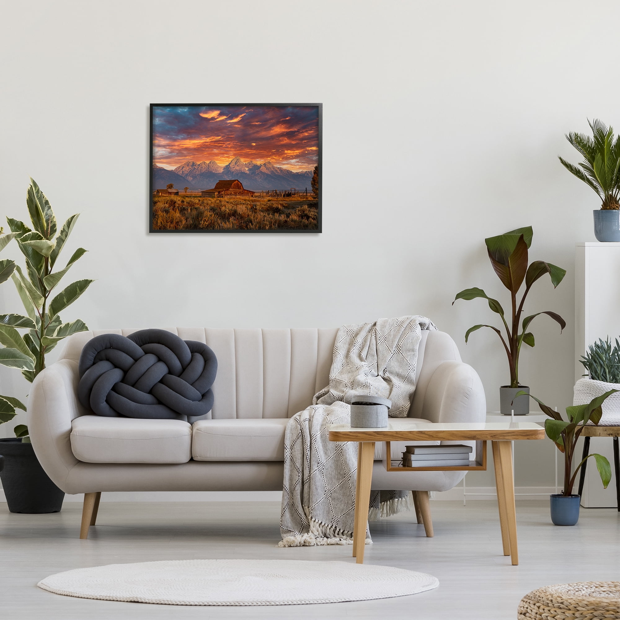 Stupell Industries Mountain Cabin Sunset Landscape Photography Black Framed Art Print Wall Art, 30 x 24