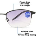 thumbnail image 2 of Fashion Bifocal Reading Glasses Gradient Half Frame Sunglasses Men Women Anti-Blue Light Presbyopia Glasses Outdoor Fishing Flexible Readers +2.50, 2 of 4