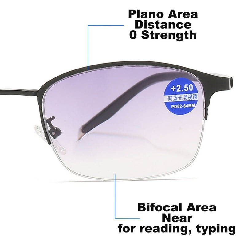 Fashion Bifocal Reading Glasses Gradient Half Frame Sunglasses Men
