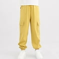 thumbnail image 2 of LYHaoo Girls' Autumn Style Leggings Pants Sports Elastic Children's Pants Baby's Boys Pants Casual Slim Fit Sizes 11-12 Years Yellow, 2 of 5