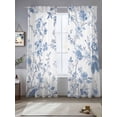 thumbnail image 3 of Blue White Spring Floral Semi Sheer Curtains 108 Inch Length 2 Panels Set, Summer Botanical Birds Sheer Kitchen Curtain Privacy Voile Window Curtain for Living Room Bedroom Rod Pocket Drapes, 3 of 7