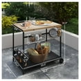 thumbnail image 3 of Outdoor Bar Cart with Wheels - Wooden Rolling Serving Cart for Patio, Wine & Glass Storage, Portable Kitchen Island for Indoor/Outdoor Use, 3 of 9
