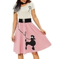 thumbnail image 2 of Vestido ZEZCLO con estampado retro de caniche, estilo skater, fiesta vintage, rosa L, 2 of 6
