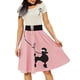 thumbnail image 2 of Vestido ZEZCLO con estampado retro de caniche para patinador, vintage, fiesta, rosa, 2XL, 2 of 6
