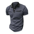 thumbnail image 5 of WTXUE Polos Short Sleeve, Scrunch Neck Polo Golf Shirts for Men Spring Summer Casual Buttons Lapel T Shirt Tops Solid | Workwear for Men Gray L, 5 of 5