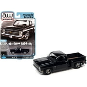 1983 Chevrolet Silverado Stepside Pickup Truck Black "Muscle Trucks" Limited Edition 1/64 Diecast Model Car by Auto World