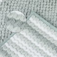 thumbnail image 4 of NOMADIC NOOK 2 Pcs Absorbent Fluffy Chenille Bath Mats, Striped Non Slip Bathroom Rugs Green Blue 20" x 32", 4 of 6