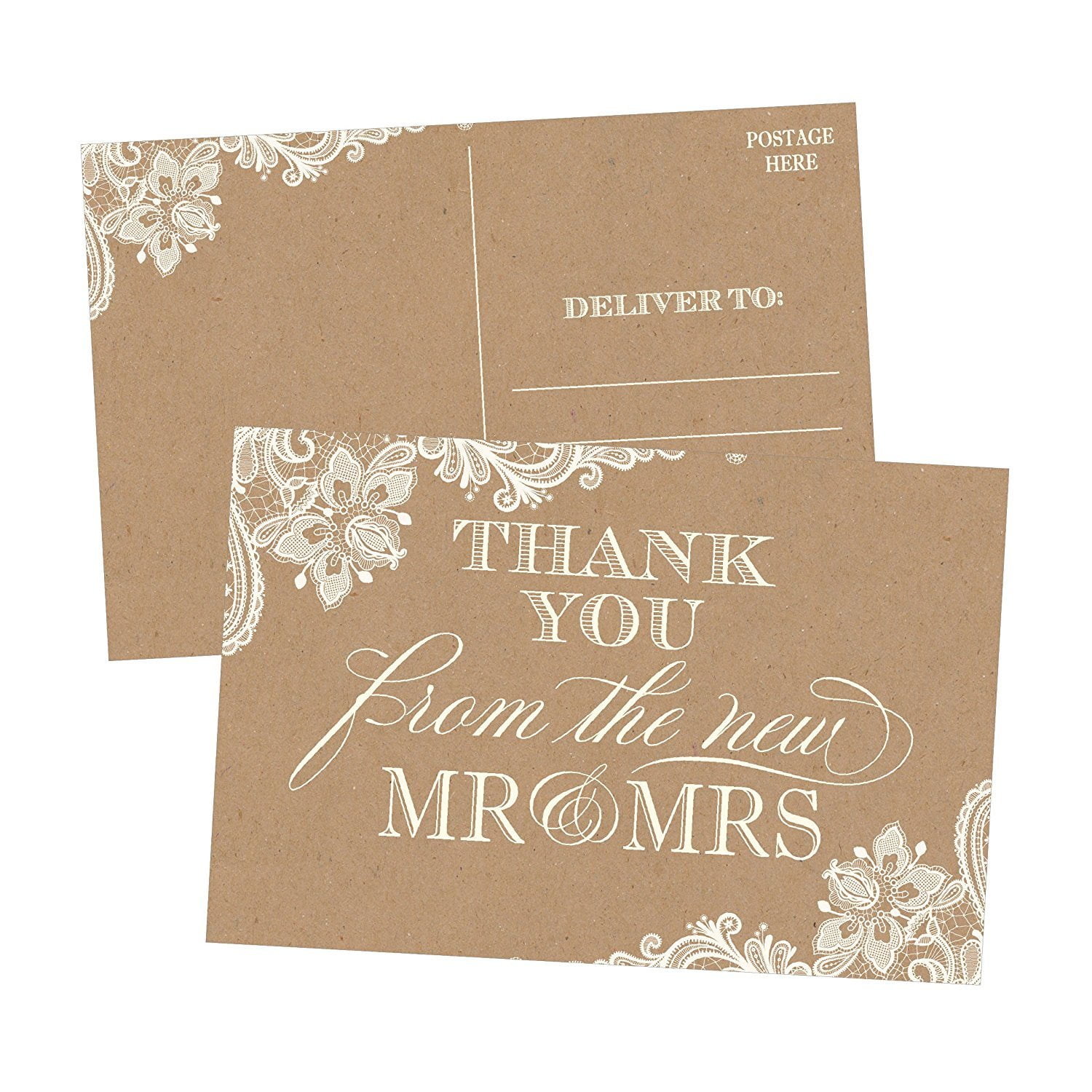 50 4x6 rustic kraft thank you postcards bulk cute blank