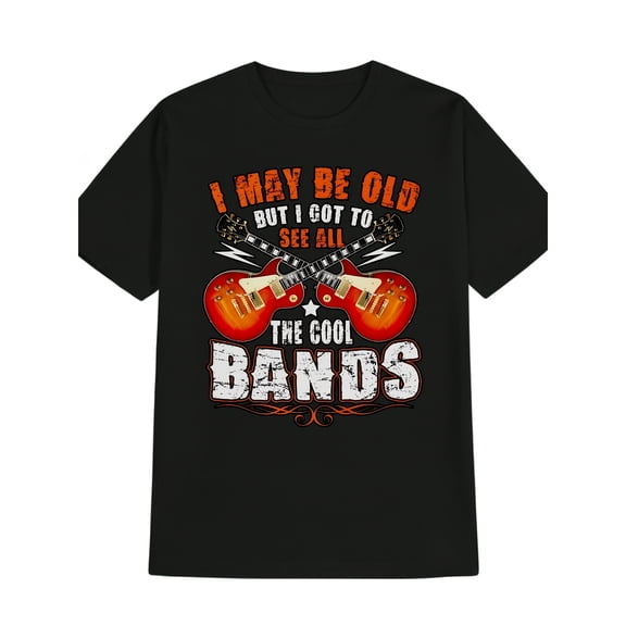 Men's Vintage Funny Retro Rock Music Cool Bands Guitar T-Shirt