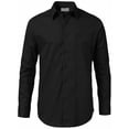 thumbnail image 2 of Men's Classic Solid Long Sleeve Barrel Cuff Dress Shirt (Black, Large 36/37), 2 of 2