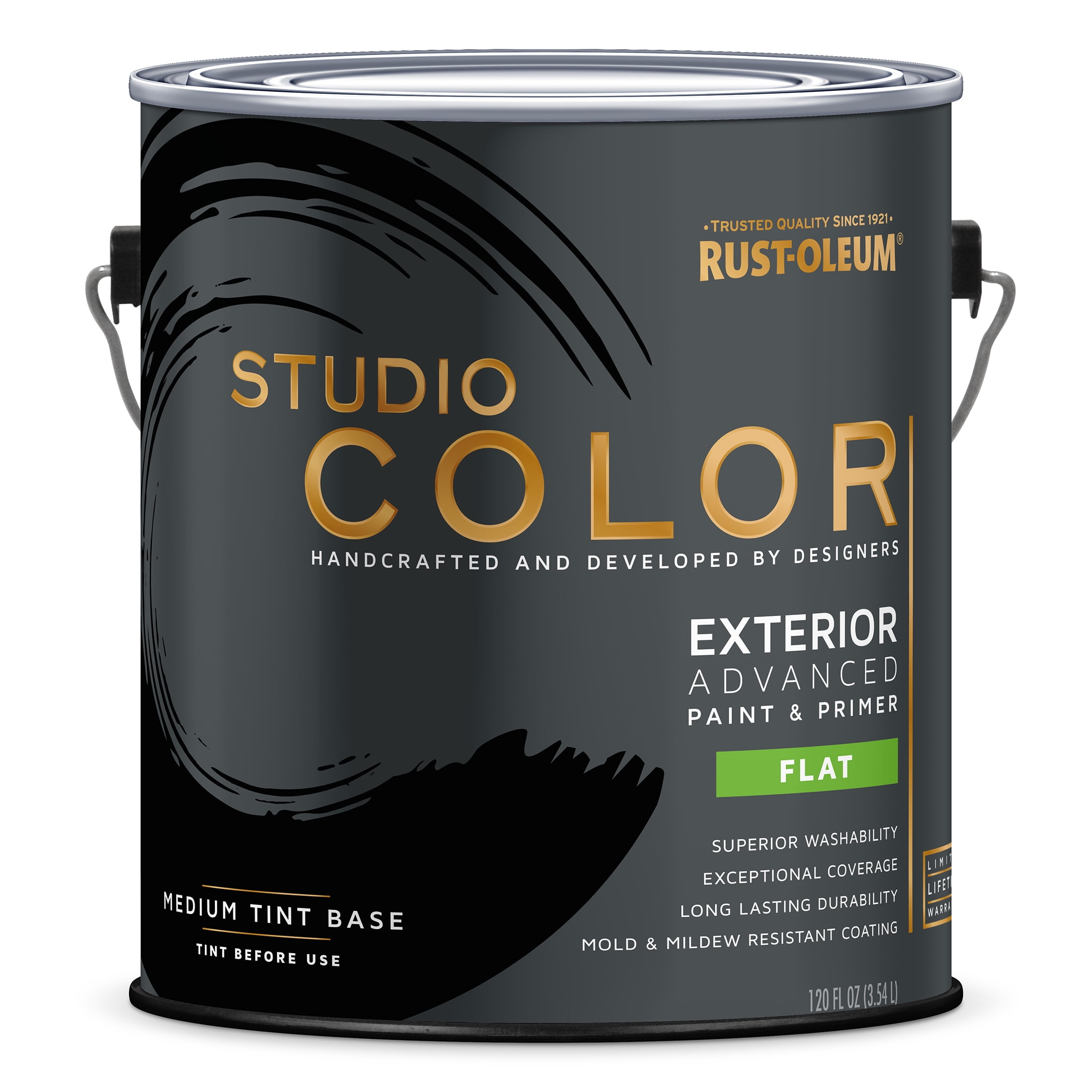 Medium Base, Rust-Oleum Studio Color Advanced Paint + Primer Exterior Flat, Gallon