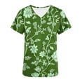 thumbnail image 5 of Rciityk Womens Scrub Tops Summer Causal Floral Printed Nursing Uniform Stretch V Neck Short Sleeve Workwear Blouse with Pockets Green L, 5 of 5