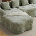 thumbnail image 4 of L-Shape Sectional Sofa, Green Modular Chenille Couch with Curved Chaise and 4 Pillows, High-Density Foam Spring for Apartment Living Room, 105-Inch, 4 of 10